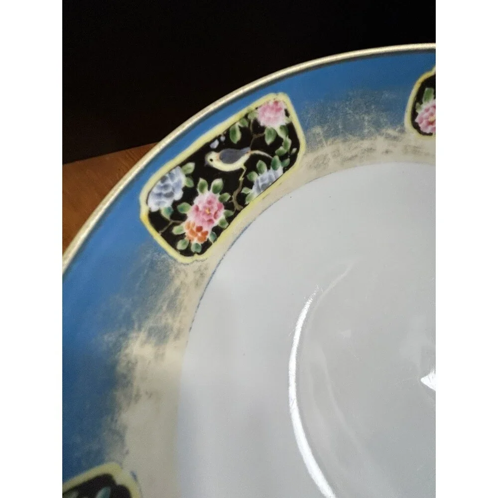 Nippon Hand Painted Bird Floral‎ Pedestal Bowl Vintage